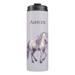Bouteilles Isothermes Cheval floral blanc lavande