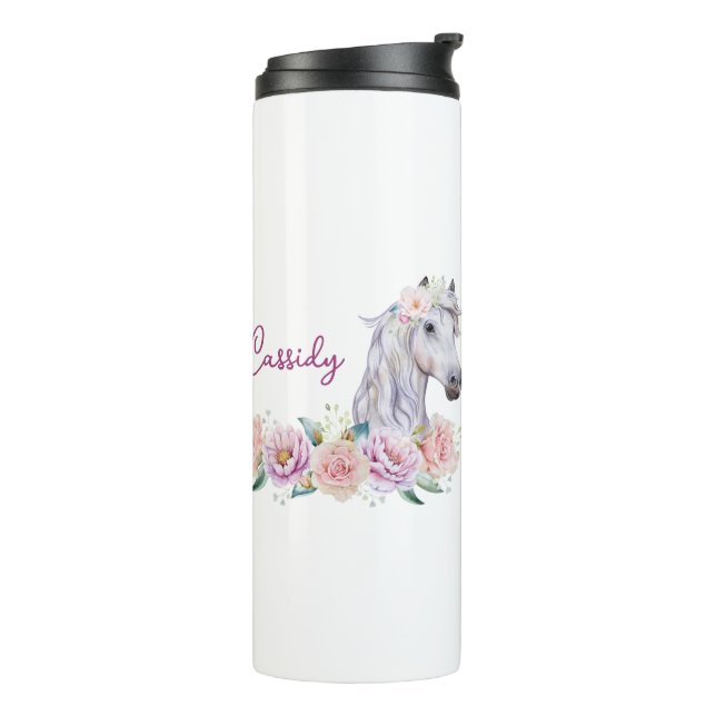 Bouteilles Isothermes Cheval floral personnalisé (Tourné sur la gauche)
