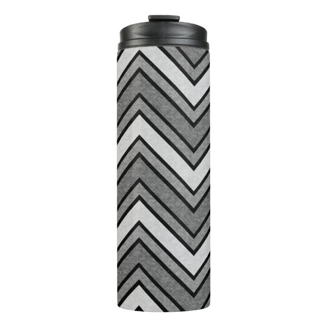Bouteilles Isothermes chevron croquis gris et noir (Devant)