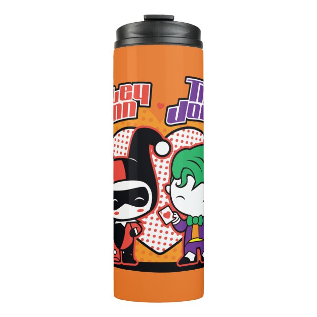 Bouteilles Isothermes Chibi Harley Quinn & Chibi Joker Coeurs (Devant)