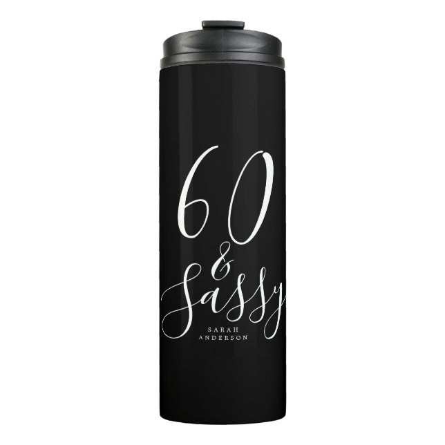 Bouteilles Isothermes Chic 60 Sassy Black Blanc Nom 60e anniversaire Cad (Devant)