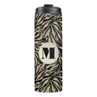 Chic Beige Poster de animal noir Monogramme