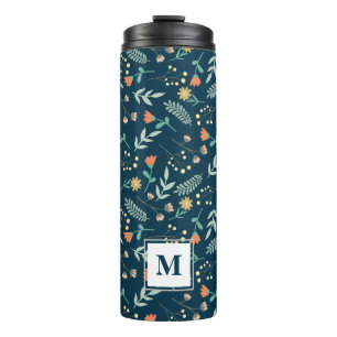 Bouteilles Isothermes Chic moderne Monogramme Turquoise Floral Cadeau