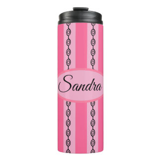 Bouteilles Isothermes Chic Motif Rose et Noir Nom Personnalisé