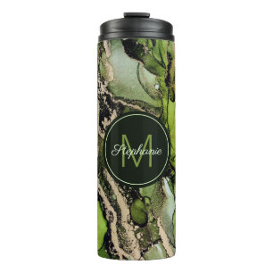 Bouteilles Isothermes Chic nommé Camouflage d'or noir vert Abstrait
