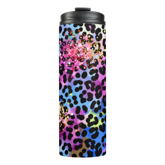 Bouteilles Isothermes *~* Chic QR Parties scintillant Animal Leopard Spo (Devant)