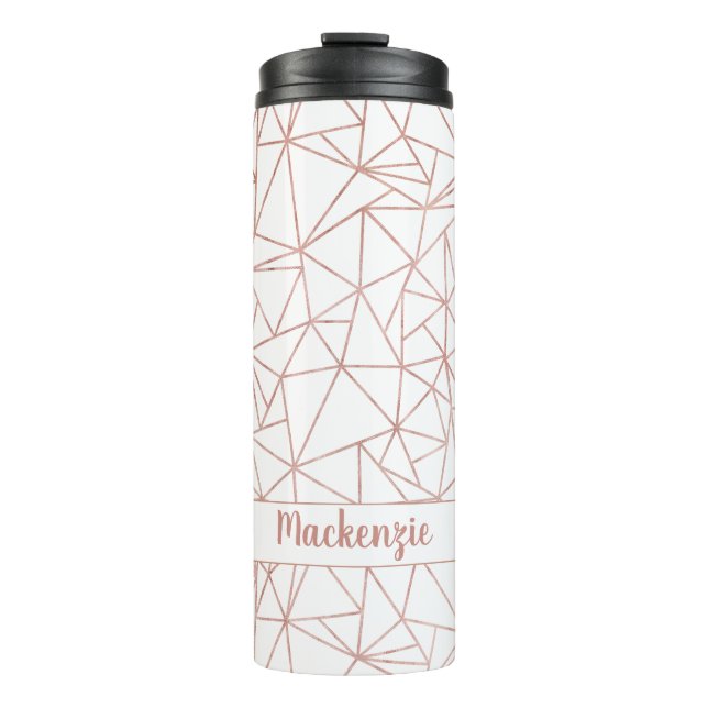 Bouteilles Isothermes Chic Rose Gold Foil Nom géométrique ou Monogramme (Devant)