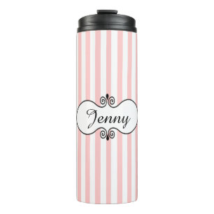 Bouteilles Isothermes Chic rose rayures personnalisées