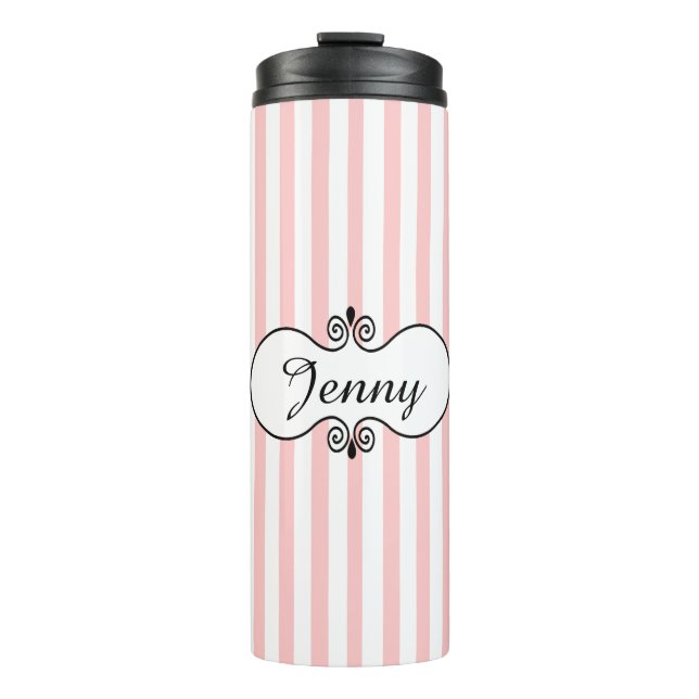 Bouteilles Isothermes Chic rose rayures personnalisées (Devant)
