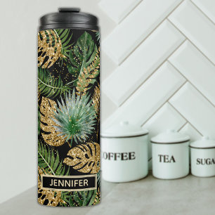 Bouteilles Isothermes Chic Tropical Green Palm Feuille Gold Parties scin