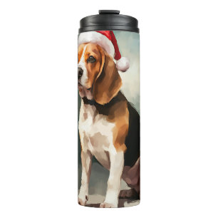 Bouteilles Isothermes Chien beagle à Noël de neige