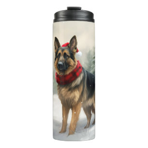 Bouteilles Isothermes Chien berger allemand en Noël de neige