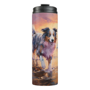 Bouteilles Isothermes Chien berger australien sable sur coucher de solei