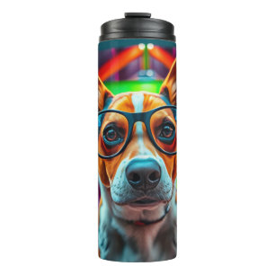 Bouteilles Isothermes Chien Cool avec Lunettes de Soleil