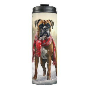 Bouteilles Isothermes Chien de boxe en Noël de neige