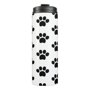 Bouteilles Isothermes Chien de chat noir empreinte de patte mignon sur b