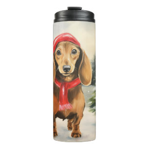 Bouteilles Isothermes Chien de Dachshund à Noël de neige