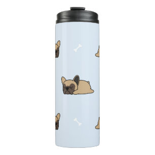 Bouteilles Isothermes Chien de taureau français, mignon motif endormi.