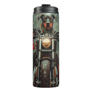 Bouteilles Isothermes Chien Doberman à moto Noël