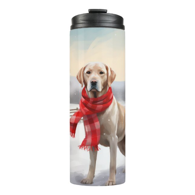 Bouteilles Isothermes Chien du Labrador à Noël de neige (Devant)