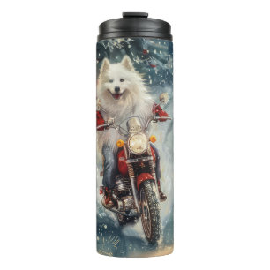 Bouteilles Isothermes Chien Esquimau Américain à moto pour Noël