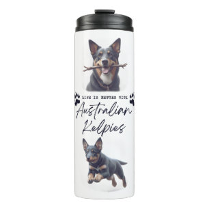 Bouteilles Isothermes Chien Kelpie Australien "La vie est meilleure avec