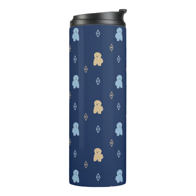 Bouteilles Isothermes Chien Lhasa Apso motif bleu arrière - plan (Tourné sur la gauche)