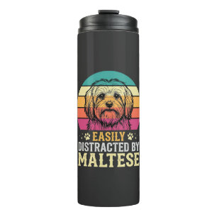 Bouteilles Isothermes Chien maltais rétro coucher de soleil distrait
