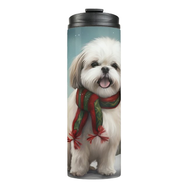Bouteilles Isothermes Chien Malti Tzu à Noël de neige (Devant)