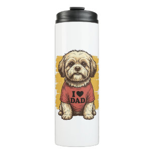 Bouteilles Isothermes Chien Mignon J'Aime Papa Gravure Vintage Vector De