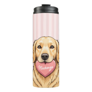 Bouteilles Isothermes Chien mignon personnalisé avec cœur rose