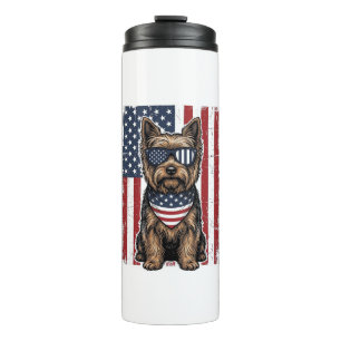 Bouteilles Isothermes Chien Terrier Patriotique Dessin Vectoriel Drapeau
