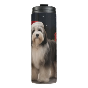Bouteilles Isothermes Chien tibétain de Terrier en Noël de neige