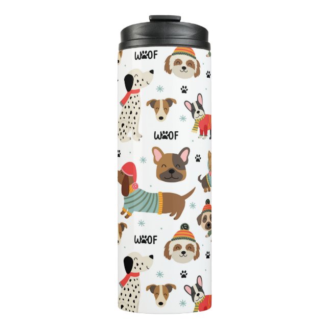 Bouteilles Isothermes Chiens de fête dans le Motif de Sweaters de vacanc (Devant)