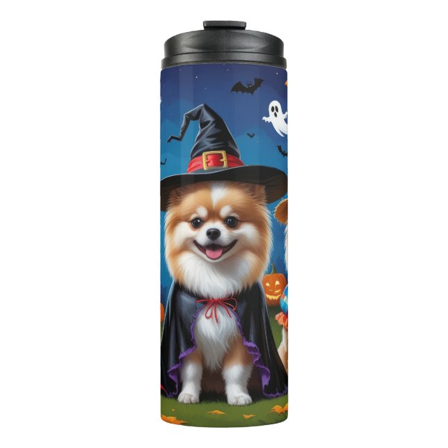 Bouteilles Isothermes Chiens de Poméranie Citrouille Halloween Funny (Devant)