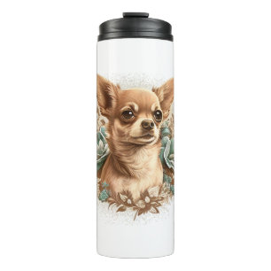 Bouteilles Isothermes Chihuahua mignon chien de belles fleurs fille