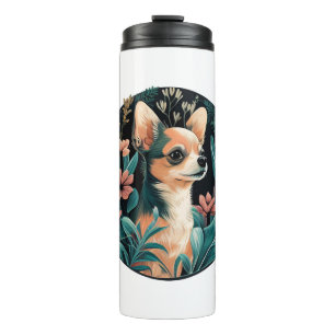 Bouteilles Isothermes Chihuahua mignon chien de belles fleurs fille