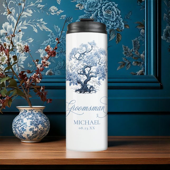 Bouteilles Isothermes Chinoiserie Arbre Motif Groomsman ID1094 (Créateur téléchargé)