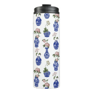 Bouteilles Isothermes Chinoiserie vases bleus et fleurs