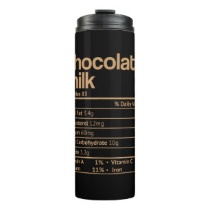 Bouteilles Isothermes Chocolat Lait Nutrition Faits Drôle Thanksgiving