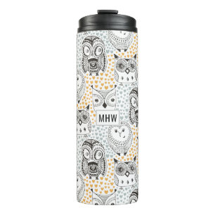 Bouteilles Isothermes Chouettes Motif monogramme personnalisé tumbler
