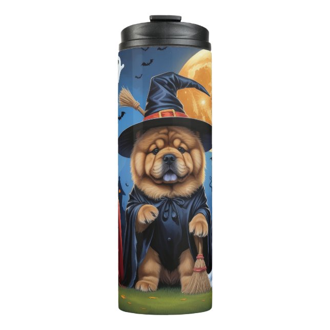 Bouteilles Isothermes Chow Chow Chien Citrouille Halloween drôle (Devant)