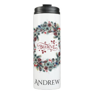 Bouteilles Isothermes Christmas Wreath CROIRE Typographie monogramme