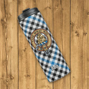 Bouteilles Isothermes Cimier du clan Haig sur tartan à carreaux