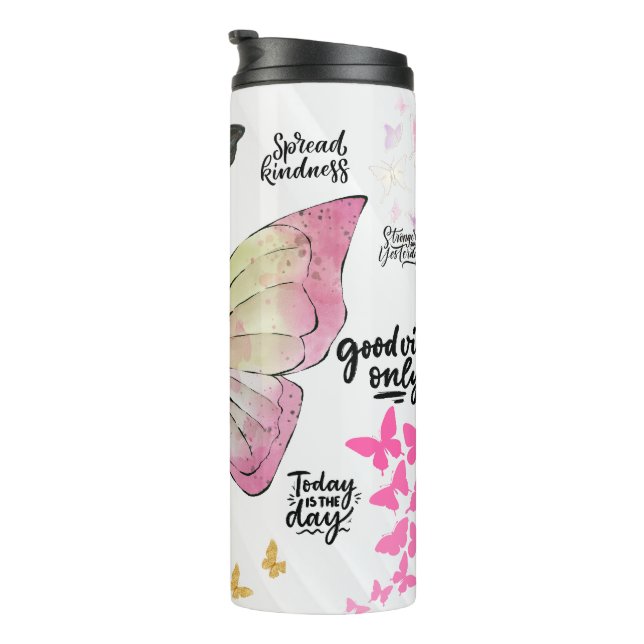 Bouteilles Isothermes Citation d'affirmation positive Papillons Floral (Tourné sur la droite)