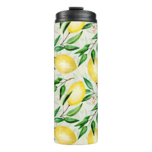 Bouteilles Isothermes citrons aquarelle, motif de fruits sans soudure.