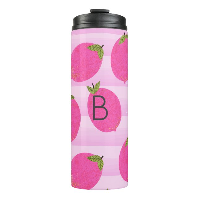 Bouteilles Isothermes Citrons roses Fruits d'été Aquarelle amusante (Devant)