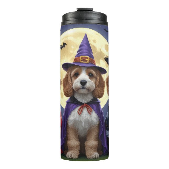 Bouteilles Isothermes Citrouille de chien Cockapoo Halloween drôle (Devant)