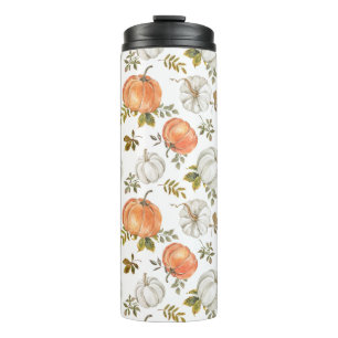 Bouteilles Isothermes Citrouilles d'aquarelle et Motif d'automne de feui
