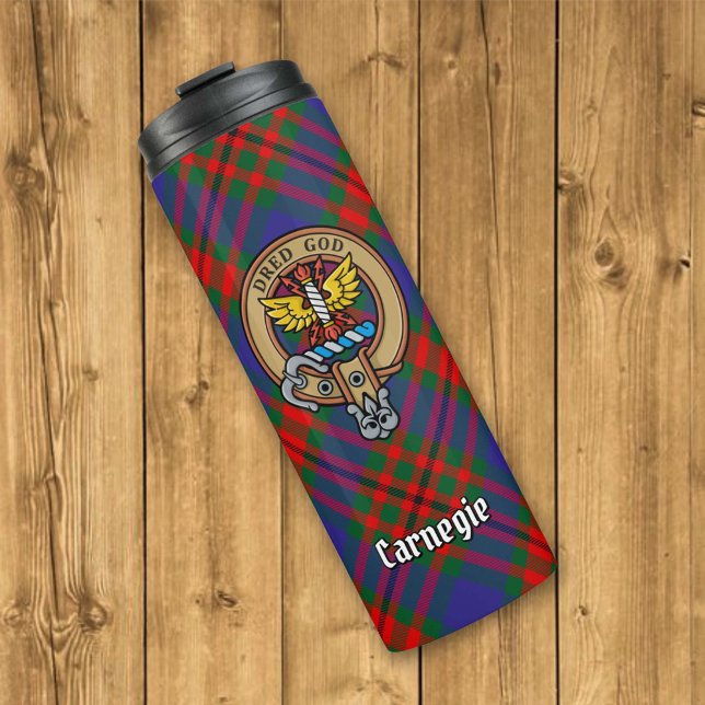 Bouteilles Isothermes Clan Carnegie Crest sur Tartan (Créateur téléchargé)